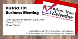 Online District Council meeting: September 22, 10am